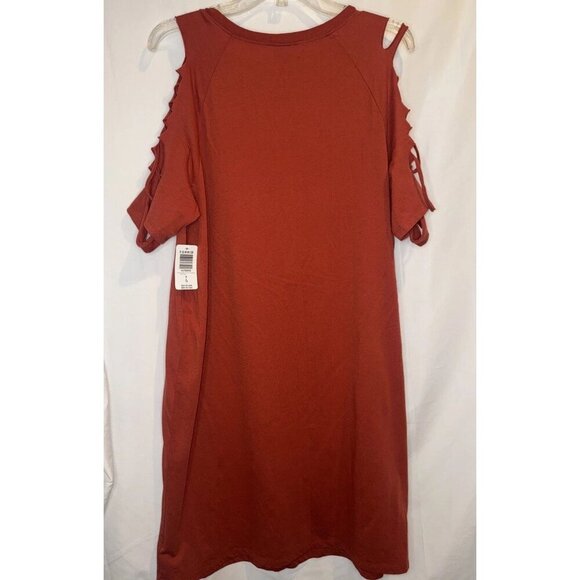 Torrid Women’s Rust Slashed Sleeve Leopard Heart Knit T Shirt Dress Sz L(0) NEW - Picture 5 of 10